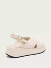 Frau Donna Sandali con plateau in pelle