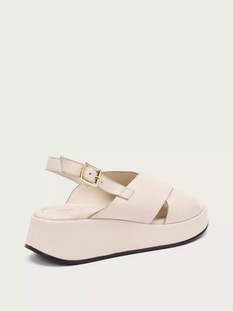 Frau Donna Sandali con plateau in pelle
