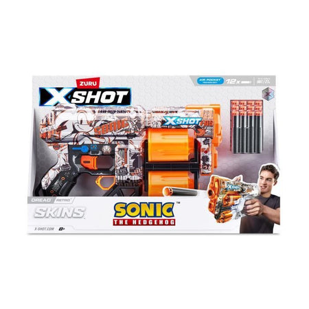 Lanciatore di freccette - ZURU - X-SHOT Dread SONIC - Doppia canna rotante - Capacità 12 freccette - Portata 27 m