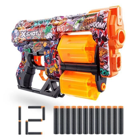 Lanciatore di freccette - ZURU - X-SHOT Dread - Doppia canna rotante - 7 design - Gittata 27 m