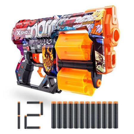 Lanciatore di freccette - ZURU - X-SHOT Dread - Doppia canna rotante - 7 design - Gittata 27 m