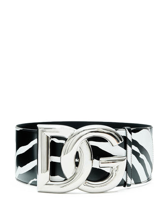 Dolce &amp; Gabbana Maxi Cintura in Pelle Lucida Bianca/Nera da donna