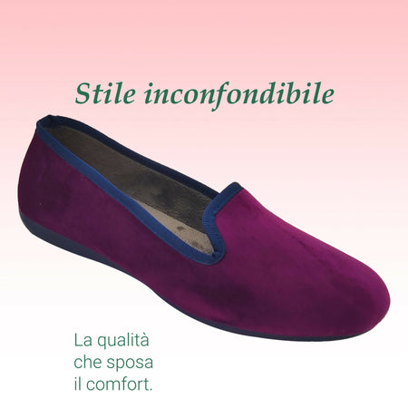 Dorea magiche ballerine donna scarpe in vellutino rasato eleganti friulane per ricevimenti, vera produzione artigianale spagnola