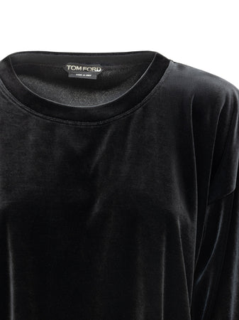 Tom Ford Maglia in Velluto Nera Manica Lunga da donna