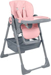 KIKKABOO Seggiolone COMFY+ , regolabile in altezza, con cinture, doppio vassoio, pieghevole, chiusura compatta, comodo, colore PINK, rosa