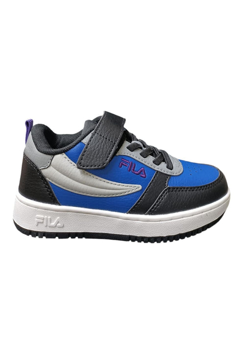 Scarpe sneakers Unisex bambini fila REGA  bianco-nero-celeste-grigio laccio elastico e velcro