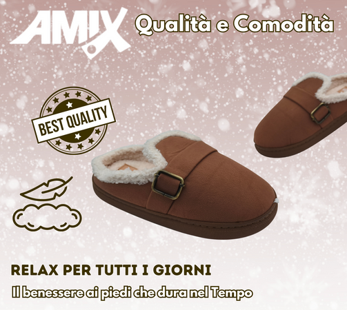 Terranova ciabatte donna invernali con pelo, calde pantofole peluche in memory foam, confort stravolgente