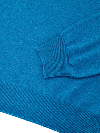 Gran Sasso Maglione Lupetto con Mezza Zip in Lana Azzurro da uomo