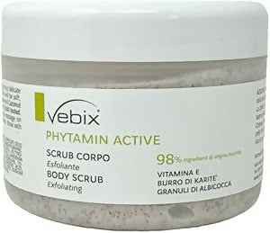 scrub corpo phytamin active 200 ml 98% ingredienti di origine vegetale con vitamina e burro di karitè e granuli di albicocca