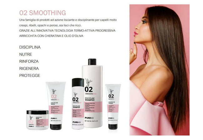 Shampoo Anticrespo Disciplinante Puring Smoothing – Con Cheratina e Olio d’Oliva, Capelli Lisci, Morbidi e Luminosi