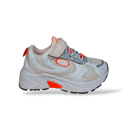 FILA Kreatix FFK0262 – Sneakers Bambina Grigio Arancione Rosa | Velcro e Laccio Elastico | Taglie 28-35
