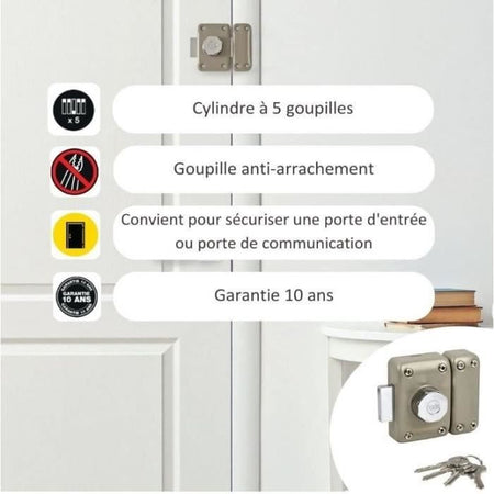 Pulsante/Cilindro serratura serratura - YALE - YV25BT-45 - Protezione antistrappo - 4 chiavi - Beige