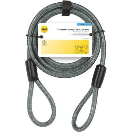 Cavo a spirale antifurto YALE con 2 anelli - Per bici, MTB - 220 cm x 12 mm
