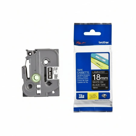 BROTHER NASTRO DA 18MM LUNGHEZZA 8 METRI COLORE BIANCO SU FONDO NERO