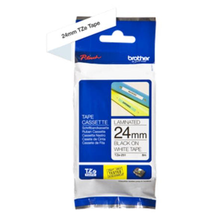 BROTHER NASTRO LAMINATO DA 24MM (8M) NERO/BIANCO