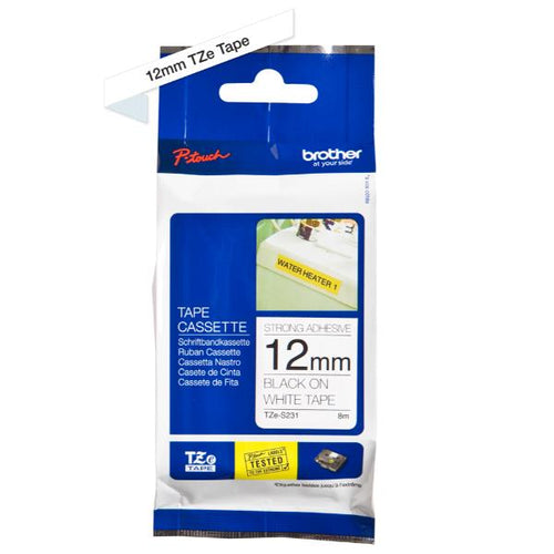 BROTHER NASTRO LAMINATO DA 12MM (8M) NERO SU BIANCO