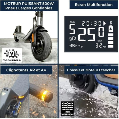 Scooter elettrico - YEEP.ME - 100a - 500W - 10'' - 10,4Ah - 40km - Indicatori di direzione - 5 anni di garanzia