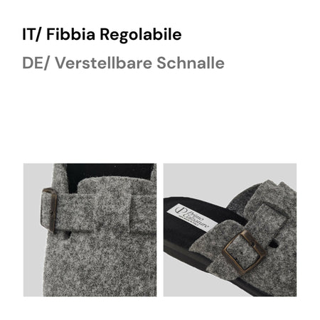 Le Valdostane, Fantastiche Pantofole Uomo Invernali da Casa, Calde e Imbottite, Ciabatte Inverno Antiscivolo con Pelo, Ciabatta da Camera Made in Italy, Fibbia Regolabile Comfort Unico