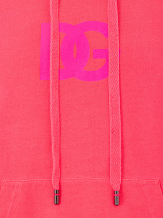 Dolce &amp; Gabbana Felpa con Cappuccio Rosa con Logo DG da uomo