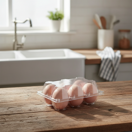 50x Confezioni Da 6 Uova In Plastica Trasparente Con Coperchio Da Materiali Riciclati