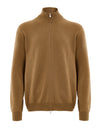 Gran Sasso Maglione Cardigan in Lana Marrone con Zip da uomo