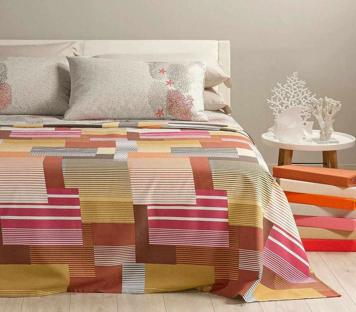 Copriletto Leggero NOVIA ZEFIRO Per Letto Singolo - 100% Cotone Piquet, Made In Italy, Azzurro, 170x260 Cm