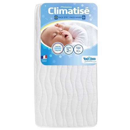 Yoopidoo - Materasso Baby Climatizzato - 60x120 cm - 1 lato estivo fresco / 1 lato invernale imbottito - Senza trattamento chimico