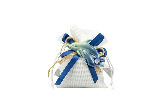 Sacchetto Matrimonio Harmony Magnete delfino e ippocampo blu
