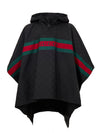 Gucci Mantella Nera con Logo Web e Stampa Monogramma GG da uomo