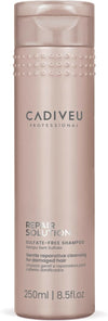 Cadiveu repair solution sulfate-free shampoo 250 ml, deterge delicatamente e fortifica i capelli indeboliti.