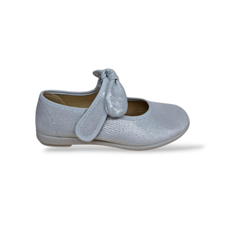 Ballerine Bambina Argento VUL-LADI con Velcro e Fiocco Estraibile – Scarpe Cerimonia Taglie 22-37