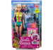 Barbie carriere - carriera make-up, bambola dai capelli blu, top colorato a stampa leopardata e scarpe rosa con plateau, con palette, tavolozza e pennello, giocattolo per bambini 3+ anni, hkt66