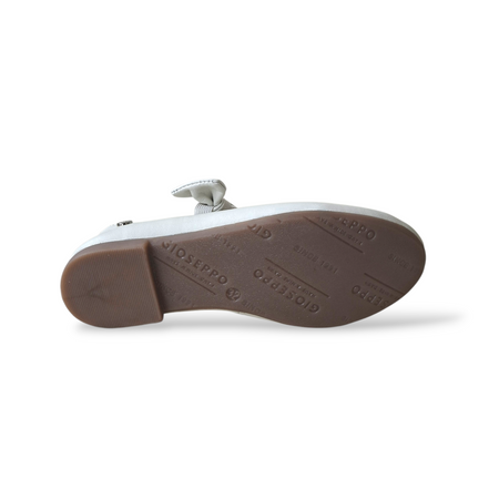 Ballerine bambina Gioseppo Errol bianco pelle velcro maxi fiocco eleganti