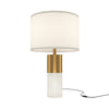 Lampada Da Tavolo Moderno Bianco Metallo Ottone Paralume Tessuto 1 Luce E27 60W
