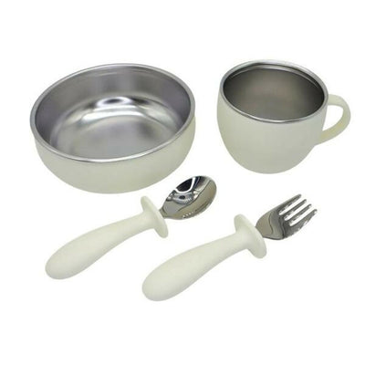 MIZU BABY - Set Pappa - Taiki Steel Food Set - set da tavolo in acciaio e silicone, 2 in 1, sicuro, antiodore