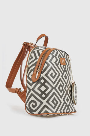 Zaino donna in ecopelle stampa geometrica | Verde Fashion