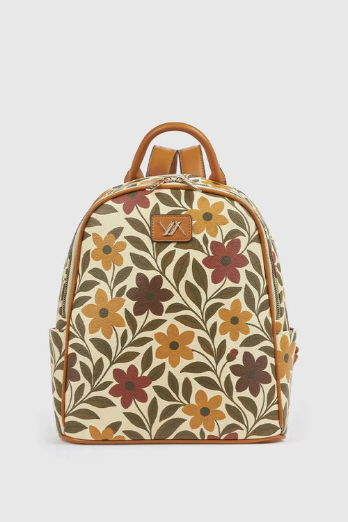 Zaino donna in ecopelle stampa fiori | Verde Fashion