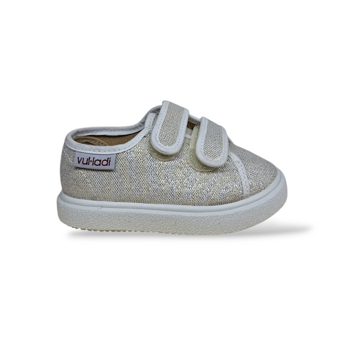 Sneakers Bambina Bianco Glitter VUL-LADI con Velcro – Scarpe Casual Scuola Taglie 21-30
