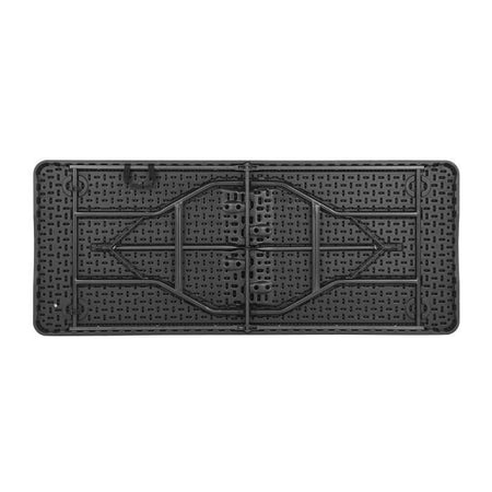 Tavolo reception pieghevole 8 persone 180x74 x73,5cm - Struttura in acciaio e piano in polietilene - Effetto resina intrecciata - Nero