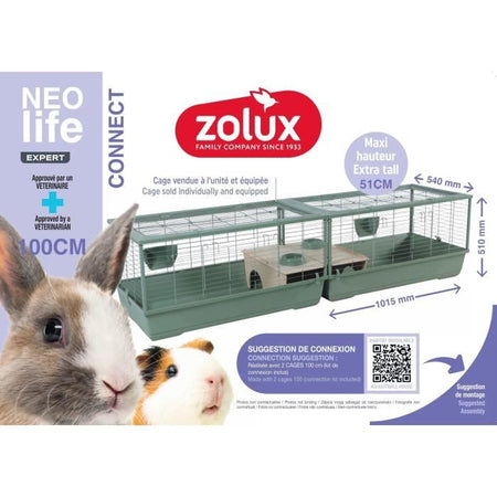 Gabbia per roditori - Zolux - Néolife Connect - Per conigli e porcellini d'India - 101,5 x 54 x 51 cm - Verde