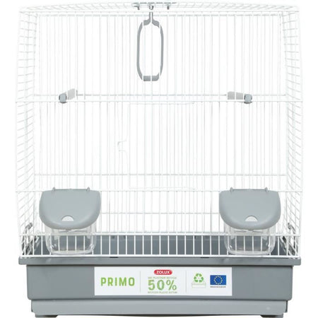 Gabbia per uccelli - Carla - Plastica riciclata - 2 trespoli - 2 mangiatoie - Altalena