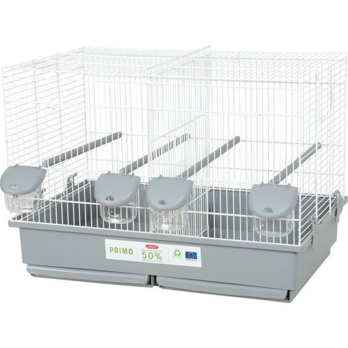 Gabbia per l'allevamento di uccelli Zolux Primo Cati - Per canarini mandarini - 57 x 34,5 x 41 cm - Bianco e grigio