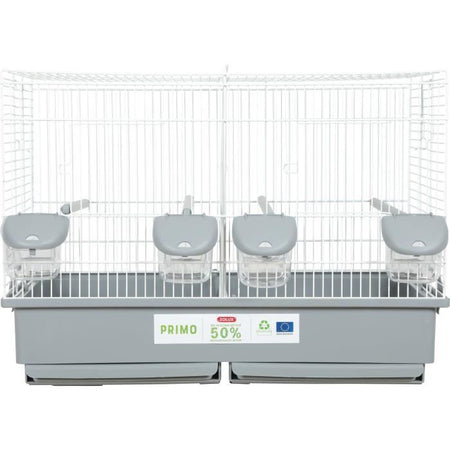 Gabbia per l'allevamento di uccelli Zolux Primo Cati - Per canarini mandarini - 57 x 34,5 x 41 cm - Bianco e grigio