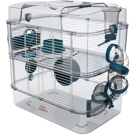 ZOLUX Gabbia su 2 livelli per criceti, topi e gerbilli - Rody3 duo - L 41 xp 27 xh 40.5 cm - Blu