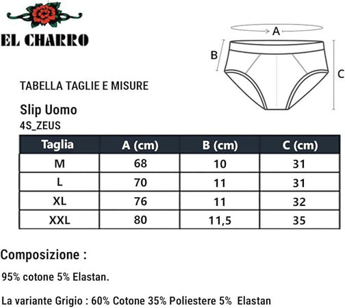 Slip Uomo Charro Con Elastico in Cotone