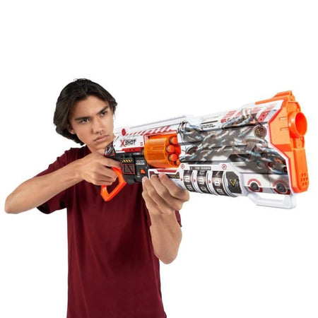 Blaster bloccabile - ZURU - XSHOT Skins Lock Gun - Blaster con combinazione di bloccaggio e canna rotante con 8 dardi