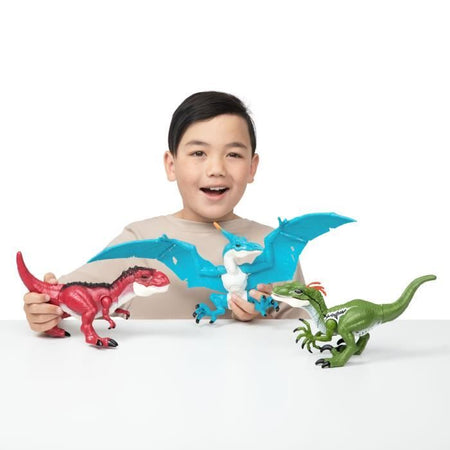 Dinos Pack - ZURU - Dino Action Mega Dinos 3 Pack - T-Rex, Velociraptor e Pterodattilo interattivi e ruggenti