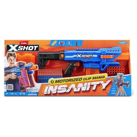 Blaster motorizzato - ZURU - X-SHOT Clip Blaster - 4 caricatori - Gittata 27 m - Estensioni incluse