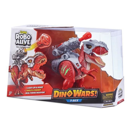 Dinosauro interattivo - ZURU - ROBO ALIVE Dino Wars T-Rex - Cammina e ruggisce - Armatura difensiva - Lanciamissili