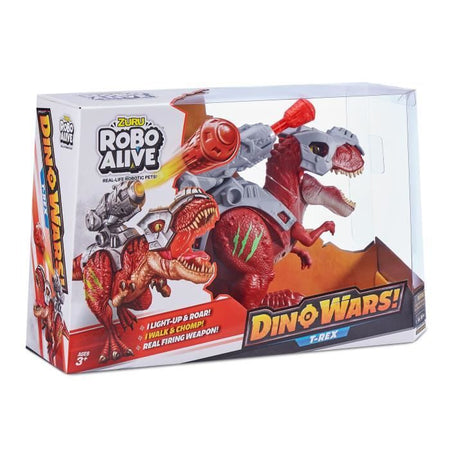 Dinosauro interattivo - ZURU - ROBO ALIVE Dino Wars T-Rex - Cammina e ruggisce - Armatura difensiva - Lanciamissili
